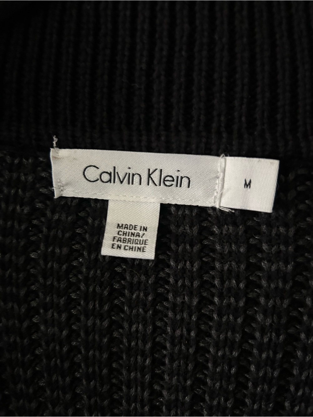 Calvin Klein Men’s Black Shawl Collar Knit Cardigan Sweater Black Grey Academia - Picture 6 of 6